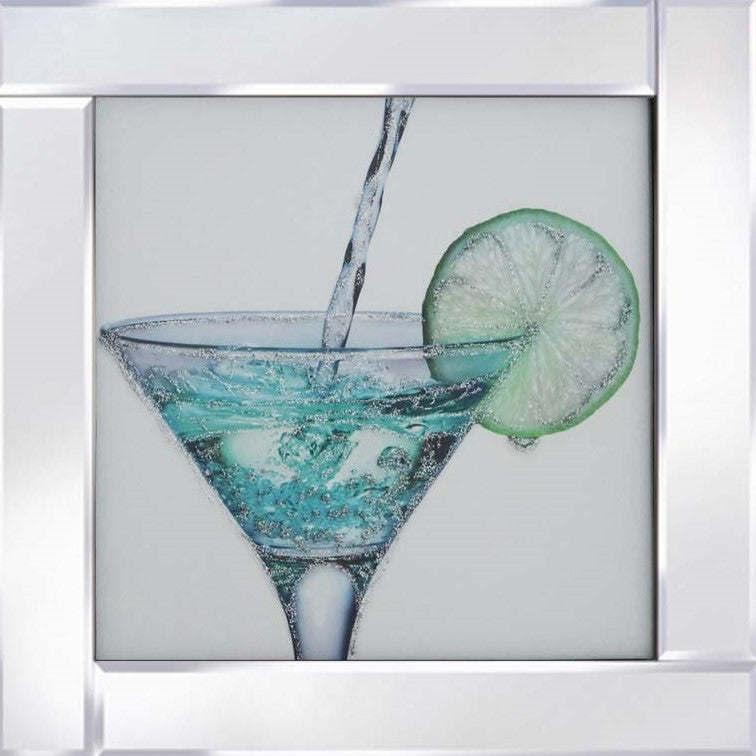 Blue Cocktail on mirrored frame
