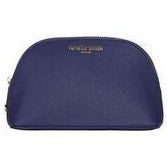 Navy Vegan Leather Oyster Cosmetic Case