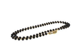 Black bead necklace with screw clasp