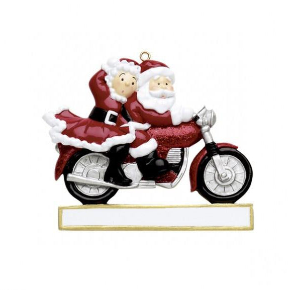 Santa Couple on Motorbike